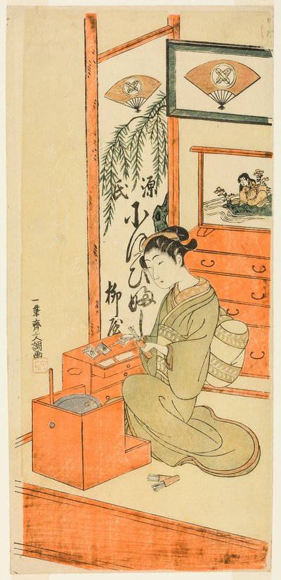 お藤 おｆ テェ 柳 書ｐ 作： Ippitsusai Bunchō