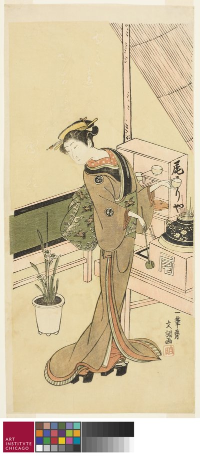 尾張屋のウェイトレス、1768年頃 作： Ippitsusai Bunchō