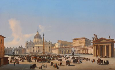 サンピエトロ広場、ローマ 作： Ippolito Caffi