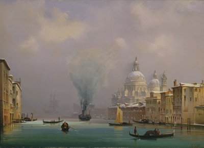 雪の下のヴェネツィア、1840年頃 作： Ippolito Caffi