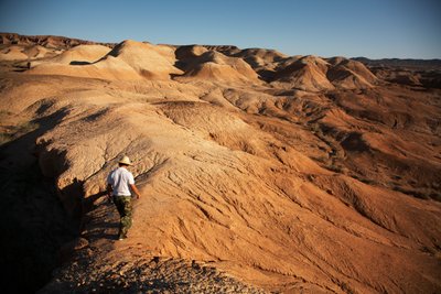 中国西部、新疆ウイグル自治区のゴビ砂漠にあるウーカイ・ワン周辺の風景、2007年（写真）。 作： Ira Block