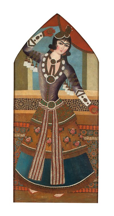 ガージャール朝の踊る少女、1840年頃（キャンバスに油彩） 作： Iranian School