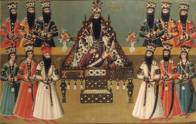 ファス「アリ・シャーと彼の直接の廷臣、1815年 作： Iranian School