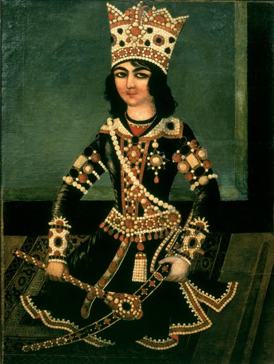 アッバス・ミンザの肖像（c.1783-1833）、プリンスオブペルシャ、シャーファスアリの息子（在位1797-1834） 作： Iranian School