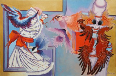 赤いリボンと四十雀、2015 作： Irina Corduban