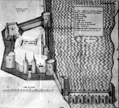 17世紀、アイルランド・リムリック城の平面図（彫刻） 作： Irish School