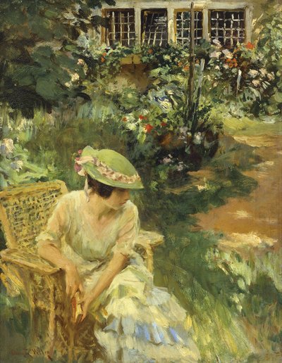 庭で 作： Irving Ramsay Wiles