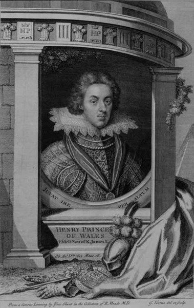 ヘンリー（1594-1612）プリンス・オブ・ウェールズ、ジョージ・ヴァーチュ（1684-1756）（エングレーヴィング）による彫刻 作： Isaac (after) Oliver