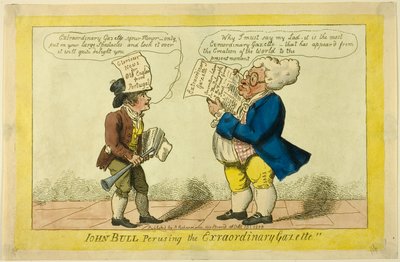 臨時官報を読むジョン・ブル 作： Isaac Cruikshank