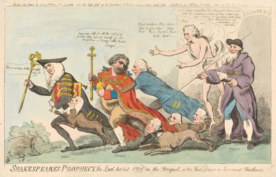 Shakespeares Prophezeiung, der letzte Akt von einem in Der Sturm, oder die Dohle in geliehenen Federn (aus: Karikatur, Bd. 3) 作： アイザック・クルシャンク