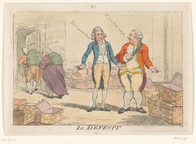 フランスの金融危機に関する漫画、1788 年 Le Defect (オブジェクトのタイトル) 作： Isaac Cruikshank