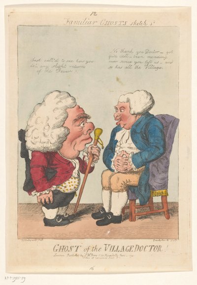 Spotprent op de dorpsarts、1799 村医者の亡霊！ (オブジェクトのタイトル) おなじみの幽霊 (オブジェクトのシリーズ タイトル) 作： Isaac Cruikshank