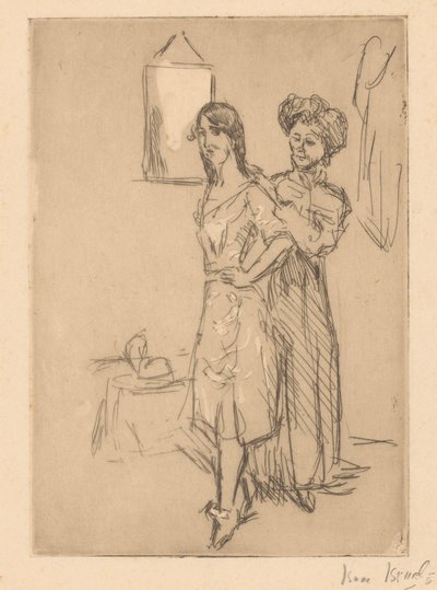 帽子をかぶった若い女性 帽子屋で (オブジェクトのタイトル) 作： Isaac Israels (signed by artist)