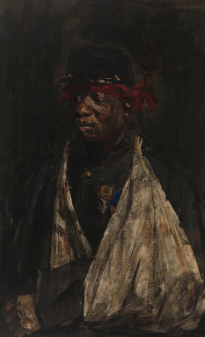 負傷した KNIL 兵士の肖像 KNIL 兵士キース ポップの肖像 作： Isaac Israels (signed by artist)