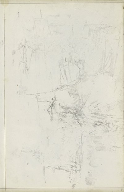 5ページのチョークドローイングのAbklatsch verso 作： Isaac Israels