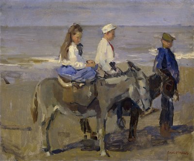 ロバに乗った男の子と女の子 作： Isaac Israels