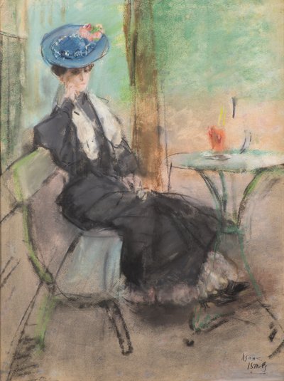 パリのカフェで（パステル） 作： Isaac Israels