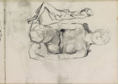ひざまずいてリクライニングする女性ヌード 作： Isaac Israels