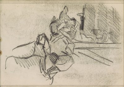 横になっている男性、おそらく眠っている 作： Isaac Israels