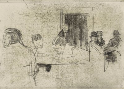 テーブルにいる男性、おそらくカフェにいる男性 作： Isaac Israels