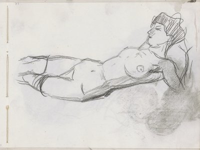 リクライニング女性ヌード 作： Isaac Israels