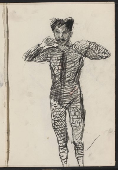衣装を着た立っている男性、おそらく芸術家 作： Isaac Israels
