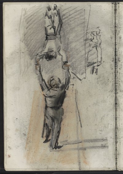 2 人のアクロバット、おそらくステージ上 作： Isaac Israels