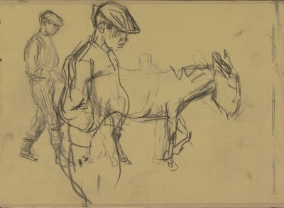 ロバの少年とロバの 2 つの習作 作： Isaac Israels