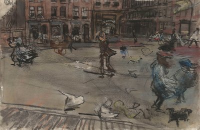 アムステルダムの Dapperplein の突風 作： Isaac Israels