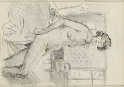 インテリアで座っている女性のヌード 作： Isaac Israels