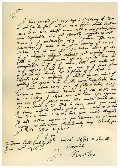 1682年6月20日、アイザックニュートン卿からウィリアムブリッグスへの手紙。 作： Isaac Newton