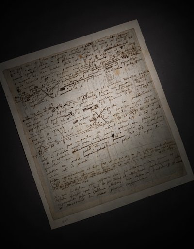 Principia Mathematica の 2 ページの改訂版 作： Isaac Newton