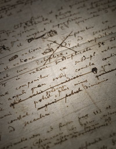 Principia Mathematica の 2 ページの改訂版 作： Isaac Newton