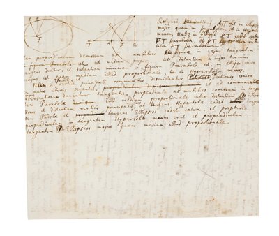 Principia Mathematica の 2 ページの改訂版 作： Isaac Newton