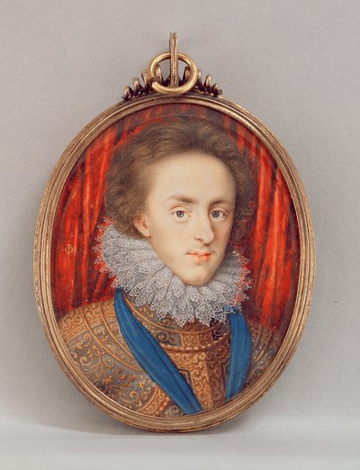 ヘンリーの肖像、プリンスオブウェールズ（1594-1612）c.1610（WCのベラム紙） 作： Isaac Oliver