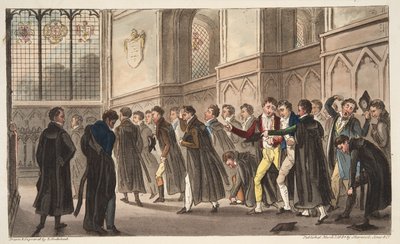 英国スパイ、パブからのブラックマチン、またはアーリーライザーへの遅い飲酒の影響。 1824（手塗りの彫刻） 作： Isaac Robert Cruikshank