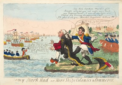 Boney Stark Mad or More Ships Colonies＆Commerce、pub。 1808（手描きの彫刻） 作： Isaac Robert Cruikshank