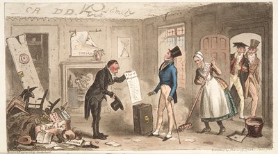 英国のスパイ、パブから彼の部屋を所有している新入生、カレッジコンフォート。 1824（手塗りの彫刻） 作： Isaac Robert Cruikshank