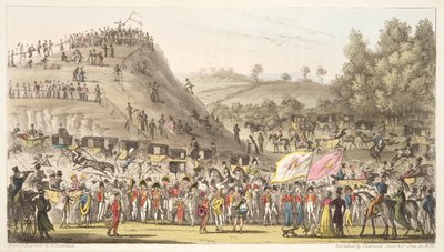 Eton Montemとマウント、ソルトヒル、The English Spyのパブ。 1824（手塗りの彫刻） 作： Isaac Robert Cruikshank