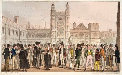 1824年に発行されたThe English Spyからの最初の不在、またはエトニアンのモーニングマスターロールへの回答（手書きの彫刻） 作： Isaac Robert Cruikshank