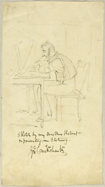 エッチングをするジョージ・クルックシャンク 作： Isaac Robert Cruikshank