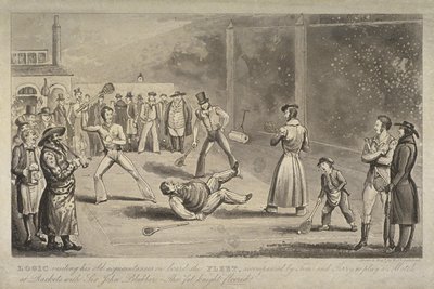 艦隊刑務所でのシーンのイラスト、ピアースイーガン作「ロンドンの生活」1820年頃（アクアチント） 作： Isaac Robert Cruikshank
