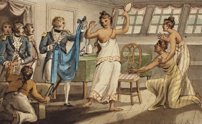 オタヒチアーノ」、キャプテンクックの航海から 作： Isaac Robert Cruikshank