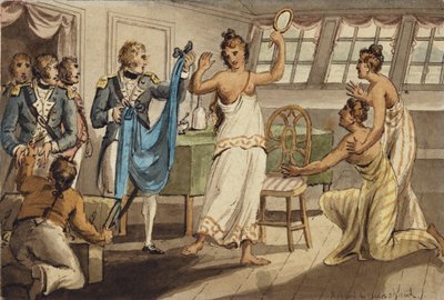 オタヒチアーノ、「キャプテンクックの航海」のイラスト 作： Isaac Robert Cruikshank