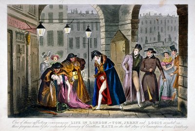 コベントガーデンのシーン、ウェストミンスター、ロンドン、1830 作： Isaac Robert Cruikshank