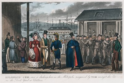 ケント州チャタムの海軍ドックヤードの囚人に見られる素晴らしいジェム、1821年 作： Isaac Robert Cruikshank