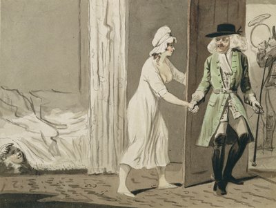 カッコールドはハントへ出発、c.1800（紙にトイレとペンとインク） 作： Isaac Robert Cruikshank