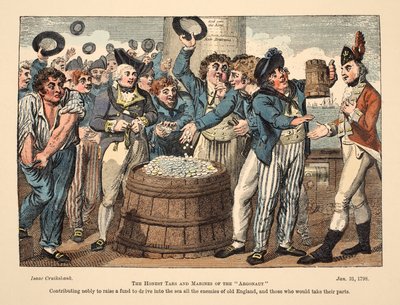 アルゴノートの正直なタールと海兵隊員、パブ。 1798（手描きの彫刻） 作： Isaac Robert Cruikshank
