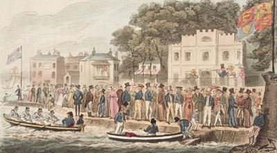 イングリッシュスパイのパブにあるカウズの遊歩道。 1824（手塗りの彫刻） 作： Isaac Robert Cruikshank