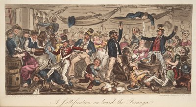 The Retturn to Port、The English Spy、パブ。 1824（手塗りの彫刻） 作： Isaac Robert Cruikshank
